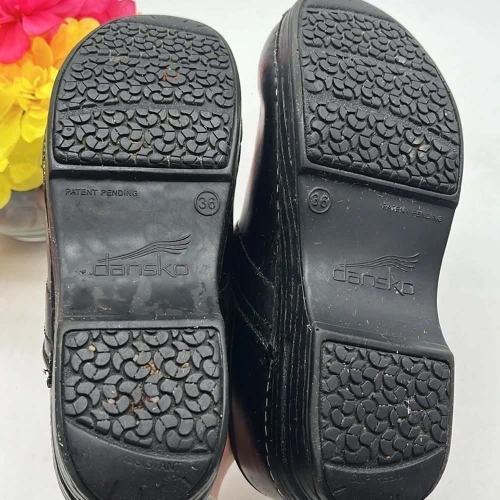 Dansko Black Leather Clog Sz 36. DAN1229D - Picture 7 of 8